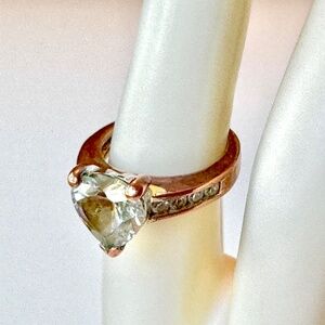 EDCO Chunky Crystal Heart Ring, Size 6, pls see video